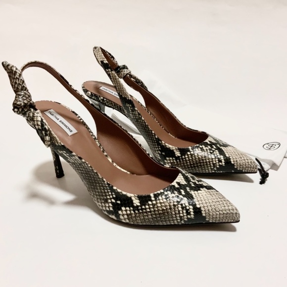 Tabitha Simmons Millie Snake Print Leather Slingback Pointed Toe Heeled Pumps 40 - Picture 9 of 16